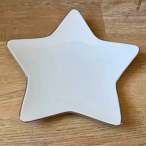 St.Nicholas Square Tis the Season Star Plate Platinum Rim White Porcelain - Picture 4 of 13
